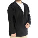 Large Size Men Cardigan Zippered Stand Collar Black