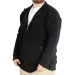 Large Size Men Cardigan Zippered Stand Collar Black