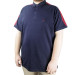 Large Size Men's T-Shirt Polo Neck Wreath 22320 Navy