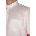 قميص كتان ليكرا مقاس كبير مع جيب لون أبيض