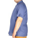 قميص كتان ليكرا مقاس كبير مع جيب لون نيلي