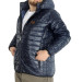 Plus Size Coat Quilted Hooded Navy Blue