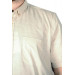 Short Sleeve Shirt Plus Size Linen Lycra Shirt With Pocket Beige