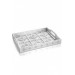 Wooden Glass Lux Decorated Silver Lacquer Tray- Motif