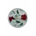 White Round Toya Tray With Red Flowers