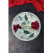 White Round Toya Tray With Red Flowers