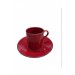 Porcelain Cup Set For 6 People- Red With Black Gilding