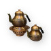 Set Of Copper Teapot And Warmer With Leaf Patterns
