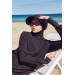 البسة سباحة نسائية مع حجاب تغطي بالكامل بلون أسود