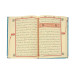 مجموعة هدية صندوق مع كتابة اسم مخصص وسجادة صلاة مع قرآن كريم بلون أزرق