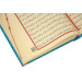 مجموعة هدية صندوق مع كتابة اسم مخصص وسجادة صلاة مع قرآن كريم بلون أزرق