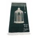 Personalized Name Embroidered Mausoleum Ibrahim Patterned Luxury Chenille Prayer Rug - Green