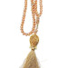 Tulip Patterned Tasseled Crystal Hajj Umrah Gift Prayer Beads Gold