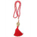 Tulip Patterned Tasseled Crystal Hajj Umrah Gift Prayer Beads Red