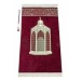 Maqami Ibrahim Patterned Luxury Chenille Prayer Rug - Claret Red