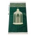 Maqam Ibrahim Patterned Luxury Chenille Prayer Rug - Green