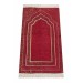 Mihrab Patterned Lined Chenille Prayer Rug - Claret Red