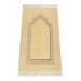 Mihrab Patterned Lined Chenille Prayer Rug - Gold