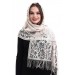 Thin Shawl/Scarf Of Tulle And Cotton, Cream Color, 60X160 Cm