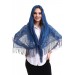 Thin Shawl/Scarf Of Tulle And Cotton, Navy Blue, 60X160 Cm