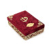 Decorated Gift Velvet Covered Boxed Quran Claret Red