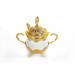 Porcelain Round Sugar Bowl With Spoon Mother Of Pearl Plain Gold Color