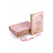 Personalized Gift Quran Set With Sponge Velvet Covered Case Pink