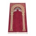 Taj Mahal Patterned Chenille Prayer Rug - Claret Red