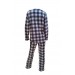 Ciciten 22318 Lapel Collar Check Women's Fleece Pajamas Set