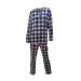 Ciciten 22318 Lapel Collar Check Women's Fleece Pajamas Set
