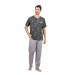 Double Tiger Plaid Jacquard Short Sleeve Men's Pajamas Set