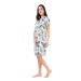 Buttoned Round Neck Printed Short Sleeve Viscose Dress