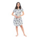 Buttoned Round Neck Printed Short Sleeve Viscose Dress