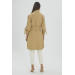 Waist Belted Buttoned Beige Trench Coat