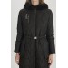 Hooded Pocket Detailed Long Black Coat