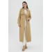 Belted And Sleeve Detailed Beige Trench Coat