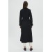 Belted And Sleeve Detailed Black Trench Coat