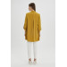 Sleeve Detailed Mustard Long Blazer Jacket