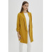 Sleeve Detailed Mustard Long Blazer Jacket