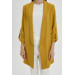 Sleeve Detailed Mustard Long Blazer Jacket