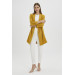 Sleeve Detailed Mustard Long Blazer Jacket