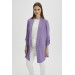 Sleeve Detailed Lilac Long Blazer Jacket