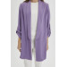 Sleeve Detailed Lilac Long Blazer Jacket