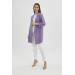 Sleeve Detailed Lilac Long Blazer Jacket