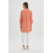 Sleeve Detailed Orange Long Blazer Jacket