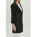 Double Breasted Collar Pocket Detailed Black Jacket