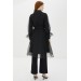 Embroidered Collar And Belt Detailed Inner-Outer Black Double Suit