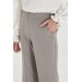 Waist Elastic Detailed Wide Leg Fabric Trousers Gray