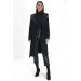 Wide Collar And Zipper Detailed Black Coat