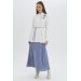 Stone Print Detailed Skirt Blouse Blue Double Suit